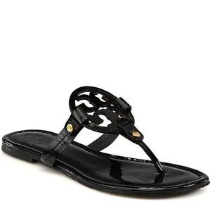 Tory Burch Black Patent Leather Miller Sandals